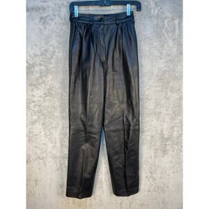 VTG Siena NY Leather Pants Size XXS 22" Black Soft High Rise Moto Whimsygoth